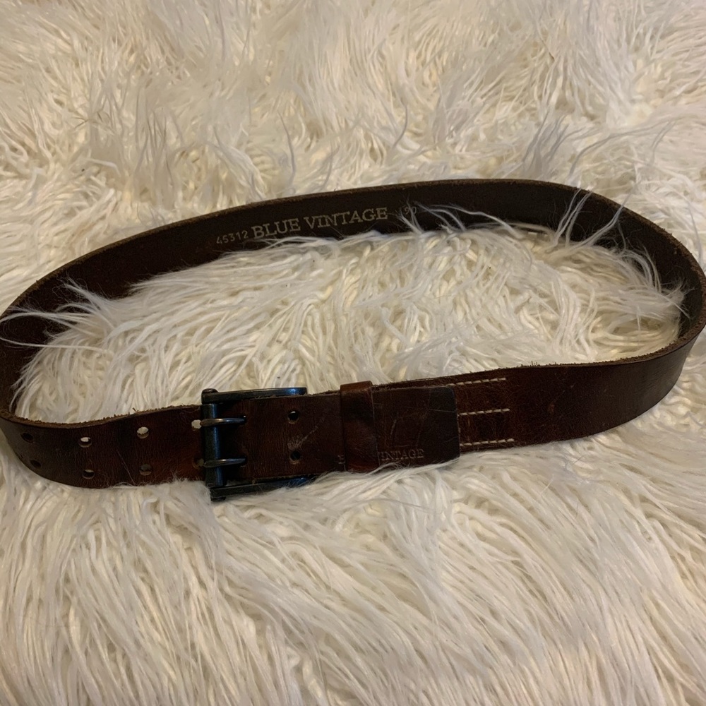 Blue Vintage brown leather belt